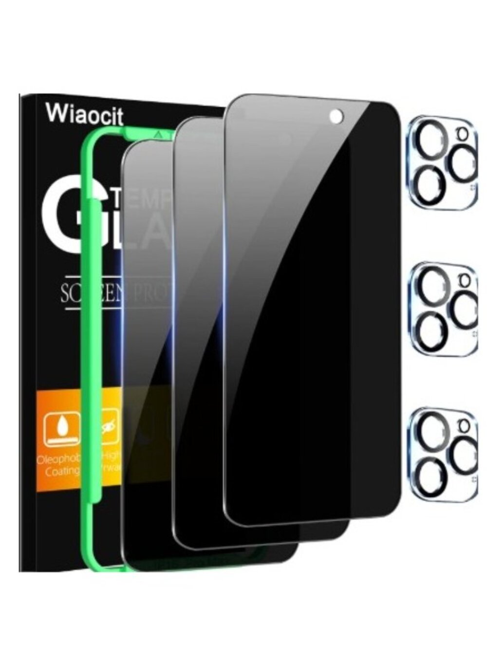 Privacy Screen Protector iPhone 16 Pro Max 3 Pack Plus 3 Lens Protectors
